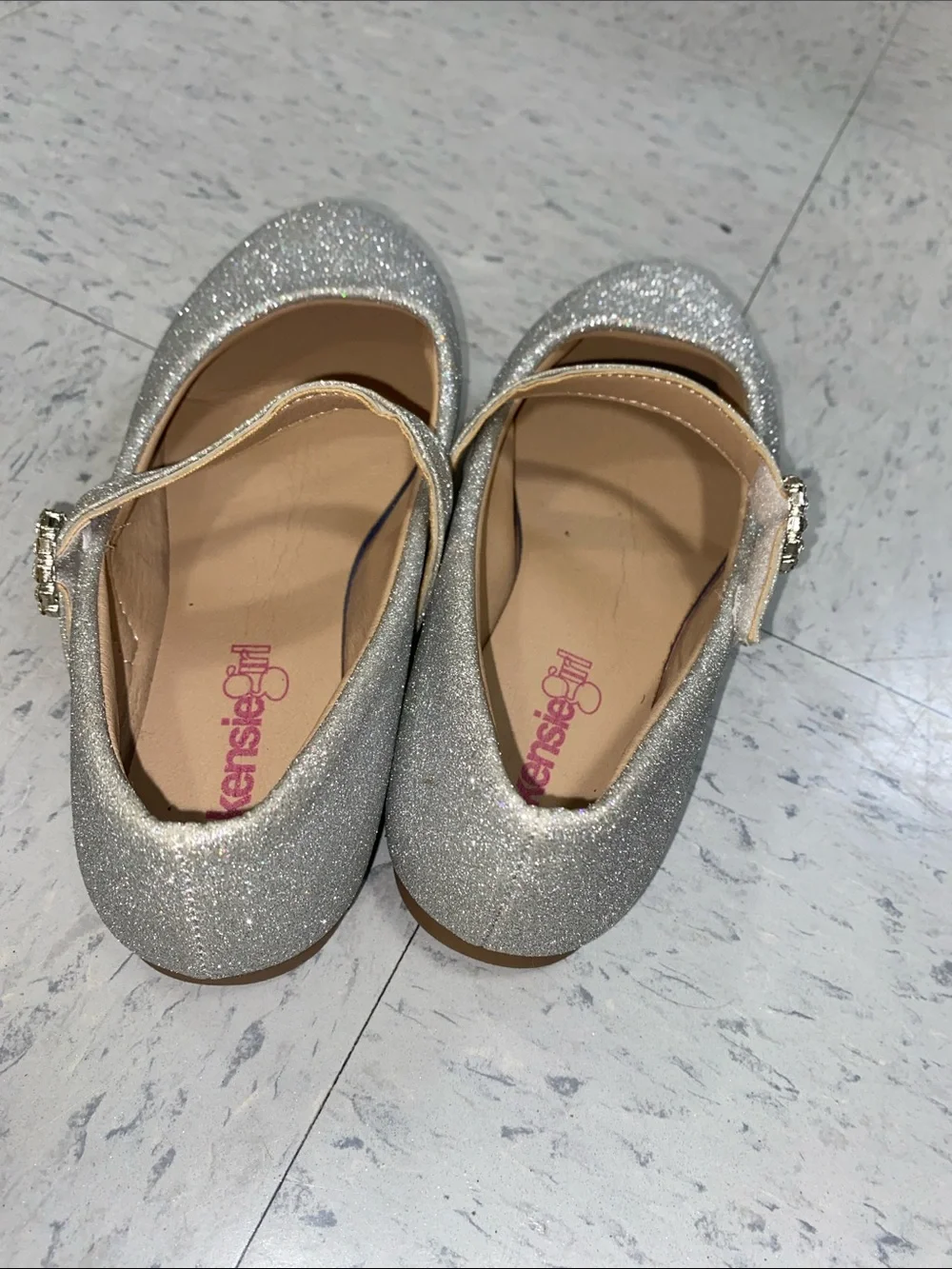Kensie Girl Silver Glitter Dress Shoes flats rhinestones Kid little girl 1y